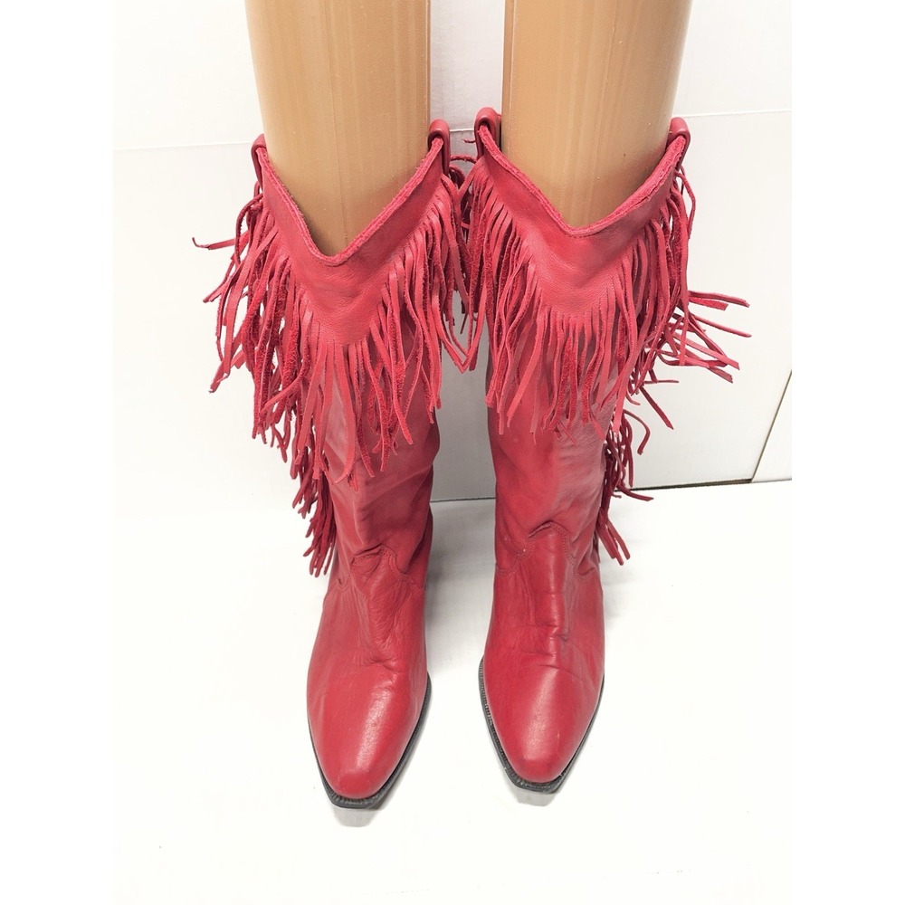 Dingo Women's Vintage Red Leather Western Cowboy Boots w/ Fringe Size  6